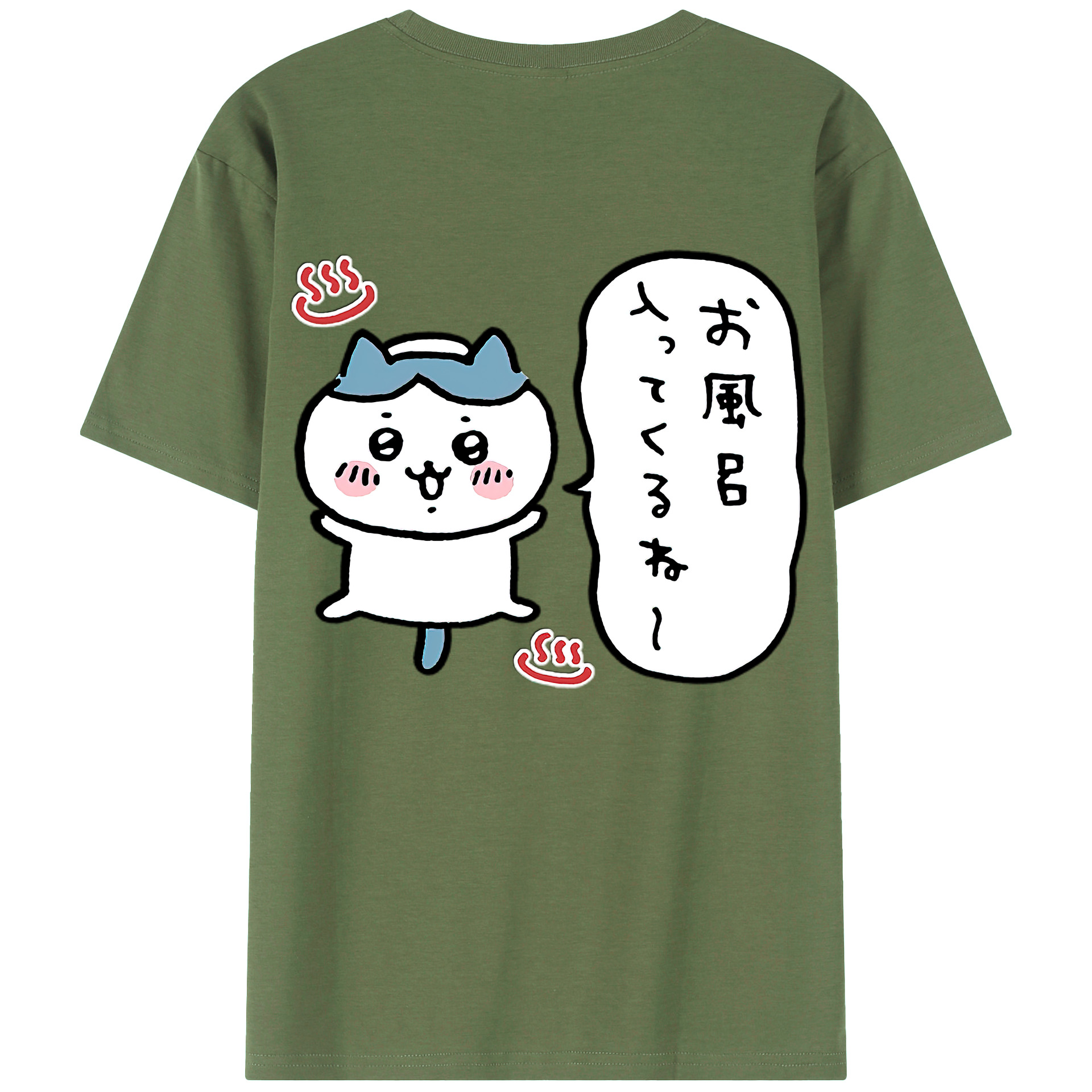 （画像用） ちいかわ ハチワレ Chii-kawa hachiware 綿100％ メンズ半袖Tシャツ（バックプリント） 通気性